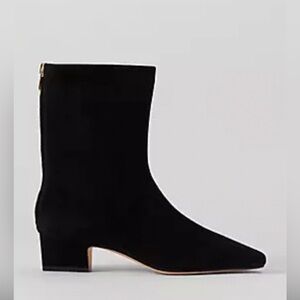 Tapered Heel Suede Bootie Ann Taylor